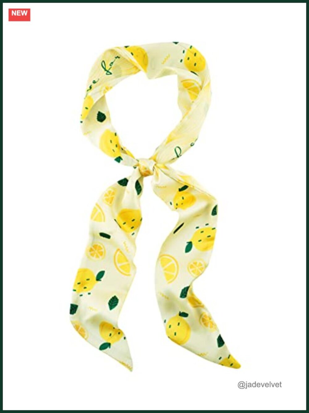 Reversible Skinny Scarf Summer Lemon Print Hair Scarf Neck Ribbon